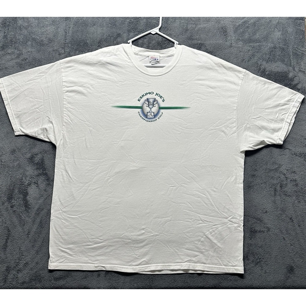 Vintage Eskimo Joe's Golf Shirt Men's 2XL White Graphic Print Island Golf Tee